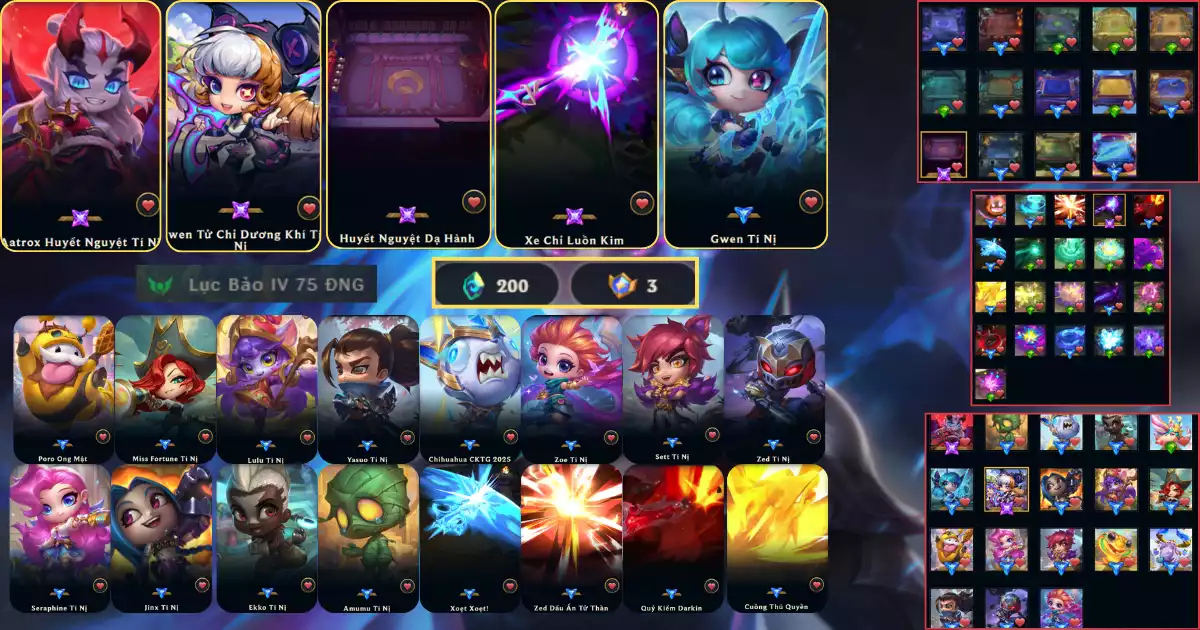 Gwen xe chỉ + atrox + huyết nguyệt Đẹp